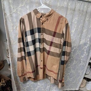 Burberry Men's Classic Nova Check Print Button Down Long Sleeve Shirt Size Large